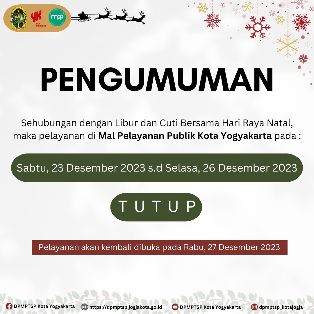 PENGUMUMAN LIBUR DAN CUTI BERSAMA DALAM RANGKA HARI NATAL 2023 MPP